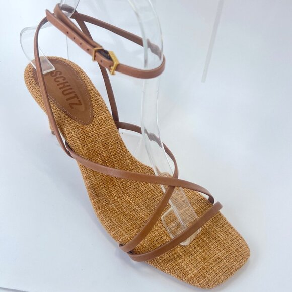 Schutz Bari Womens Brown Leather Sandals Strappy Ankle strap Heels Size 7.5 - Picture 11 of 11
